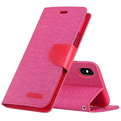 Wewoo CANVAS DIARY Étui en cuir à rabat horizontal texturé pour iPhone XS / X, avec support, logements pour cartes et portefeuille (rose rouge)