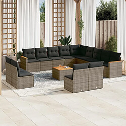 Maison Chic Salon de jardin avec coussins 14 pcs, Ensemble Tables et chaises de jardin, gris résine tressée -GKD848631