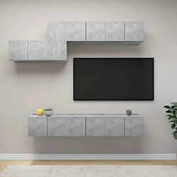 Maison Chic Ensemble de meubles TV 7 pcs | Banc TV Moderne pour salon | Meuble de Rangement - Gris béton Aggloméré -MN37935