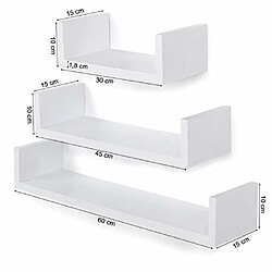 SONGMICS Etagères murales Lot de 3 Etagères flottantes Cubes Epaisseur de 1,8 cm, Charge maximale: 15 kg, Blanc LWS66W