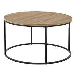 Helloshop26 Table basse ronde diamètre 80 cm noir et effet bois 03_0008451