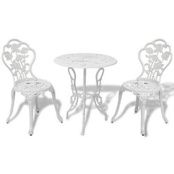 Maison Chic Jeu de bistro 3 pcs,Mobilier d'extérieur,table de bistro et chaises Aluminium coulé Blanc -GKD568815