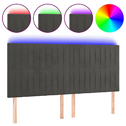 vidaXL Tête de lit à LED Gris foncé 200x5x118/128 cm Velours