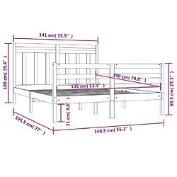 vidaXL Cadre de lit sans matelas 135x190 cm bois massif pas cher