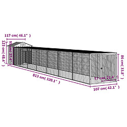 vidaXL Poulailler avec cour anthracite 117x813x123 cm acier galvanisé pas cher