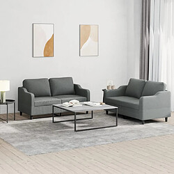 Maison Chic Ensemble de canapés 2 pcs avec coussins, Canapé droit Sofa pour Salon Gris foncé Tissu -GKD948614