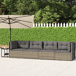 Maison Chic Salon de jardin 4 pcs + coussins - Mobilier/Meubles de jardin - Table et chaises d'extérieur Gris Résine tressée -MN67102