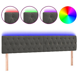 vidaXL Tête de lit à LED Gris foncé 200x7x78/88 cm Velours