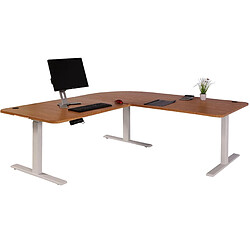 Decoshop26 Bureau d'angle table d'ordinateur réglable en hauteur électriquement 178 x 178 cm structure blanc 04_0006034