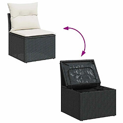 Avis vidaXL Salon de jardin 8 pcs avec coussins noir résine tressée