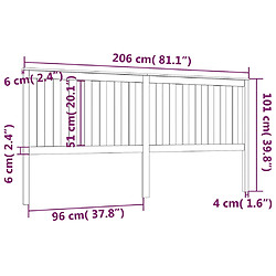 Acheter vidaXL Tête de lit Marron miel 206x6x101 cm Bois massif de pin