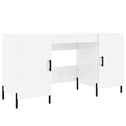 Maison Chic Bureau,Table de travail,bureau de travail pour chambre Blanc brillant 140x50x75 cm Bois d'ingénierie -GKD60119