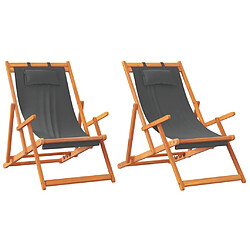 Maison Chic Lot de 2 Chaises de plage pliables | Chaises Relax d'extérieur gris tissu -GKD54501