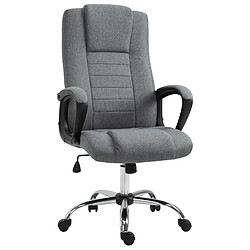 Homcom Fauteuil de bureau chaise pivotante réglable roulettes lin 62 x 62 x 110-119 cm gris foncé