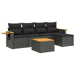 Maison Chic Salon de jardin 6 pcs avec coussins | Ensemble de Table et chaises | Mobilier d'Extérieur noir résine tressée -GKD84234