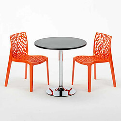 Avis Grand Soleil Table Ronde Noir et 2 Chaises Colorées P