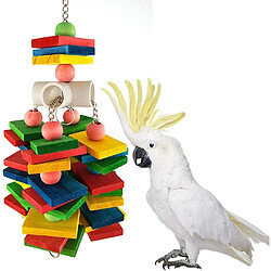 Oiseau perroquet jouet à mâcher, perroquet jouet à mâcher coloré naturel Secure Wood Block Swing pour tous les perroquets à mâcher