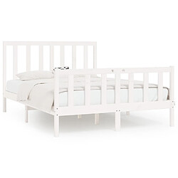 Maison Chic Lit adulte - Lit simple Cadre de lit,Structure du lit Contemporain Blanc Bois massif 120x200 cm -MN63280