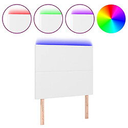 Maison Chic Tête de lit scandinave à LED,meuble de chambre Blanc 100x5x118/128 cm Similicuir -MN25750