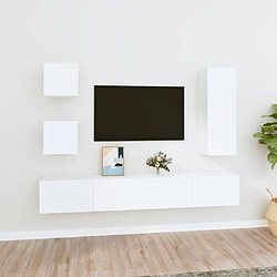 vidaXL Ensemble de meubles TV 5 pcs Blanc Bois d'ingénierie