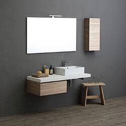 Kiamami Valentina MEUBLE DE SALLE DE BAIN 120CM BLANC ET CHÊNE AVEC ÉVIER RECTANGULAIRE | VALENTINA