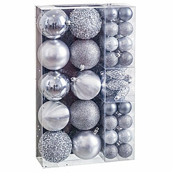 BigBuy Christmas Boules de Noël Argenté (50 Unités)