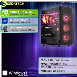 Sedatech Pack PC Gamer Pro ATX • Intel i9-14900KF • RTX4070Ti • 32Go DDR5 • 2To SSD M.2 • Windows 11 • Moniteur 28''