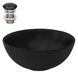 ML-Design Lavabo à poser rond noir mat céramique avec garniture de vidage Ø 320 x 135 mm