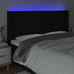 Acheter Maison Chic Tête de lit scandinave à LED,meuble de chambre Noir 203x16x118/128 cm Tissu -MN16067