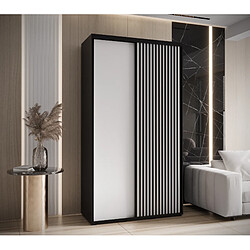 Abiks Meble Armoire LANKO 1 À Portes Coulissantes 235,2/130/45 2 Portes (Noir/Blanc)