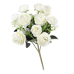 Acheter Rose artificielle de 10 têtes de camélia pour le décor de table de mariage blanc