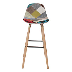 The Home Deco Factory Tabouret de bar scandinave patchwork Riga - H. 92 cm - Beige