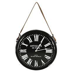 Aubry Gaspard Horloge en métal noir laqué Antiquités de Paris. Horloge en métal noir laqué Antiquités de Paris