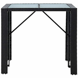 Maison Chic Mobilier de bar d'extérieur 5 pcs,Mobilier d'extérieur,table de bar et chaises Résine tressée et verre Noir -GKD967383 pas cher