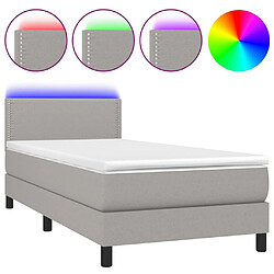 Sommier à lattes et matelas LED,Cadre à lattes de lit pour Adulte Gris clair 100x200 cm Tissu -MN43683