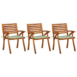 vidaXL Chaises à manger de jardin avec coussins lot de 3 Acacia massif