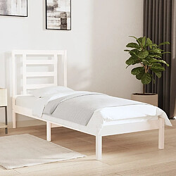 Maison Chic Lit Moderne Chambre - Cadre/structure de lit pour adulte Blanc Bois massif 75x190 cm Petit simple -MN73624