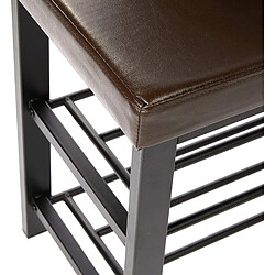 Avis Helloshop26 Banc de rangement à chaussures meuble assise tabouret en synthétique 2 niveaux marron 13_0000360