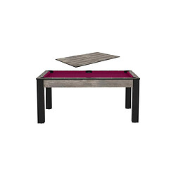 Jardindeco Billard convertible table 6 personnes Texas + plateau dinatoire industriel et prune (tapis)