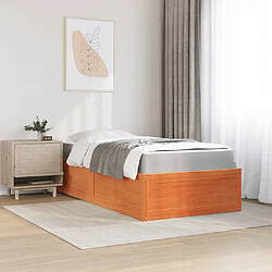 Avis Vidaxl Lit avec matelas cire marron 90x200 cm bois massif de pin