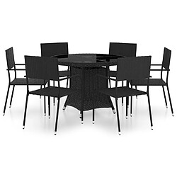 vidaXL Ensemble à manger de jardin 7 pcs Résine tressée Noir