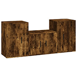 Maison Chic Ensemble de meubles TV 3 pcs pour salon - Chêne fumé Bois d'ingénierie -MN49853