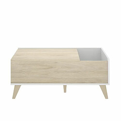 Tbs Ensemble meuble TV table basse buffet NESS - Mélaminé - Style scandinave - Chêne et blanc