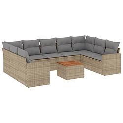 vidaXL Salon de jardin et coussins 10 pcs mélange beige résine tressée