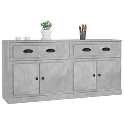 Avis vidaXL Buffets 2 pcs gris béton bois d'ingénierie