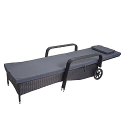 Mendler Chaise longue Carrara, polyrotin, bain de soleil, couchette, alu ~ anthracite, coussin gris