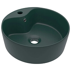 vidaXL Lavabo de luxe avec trop-plein Vert foncé mat 36x13cm Céramique