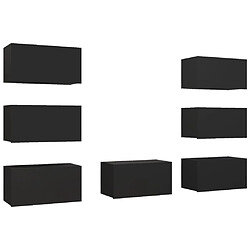 vidaXL Meubles TV 7 pcs Noir 30,5x30x60 cm Bois d'ingénierie