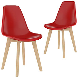 vidaXL Chaises à manger lot de 2 rouge plastique 