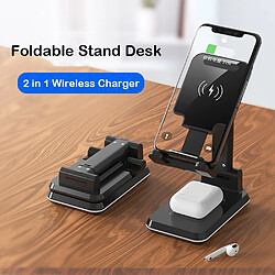 Universal Porte-téléphone portable chargeur sans fil table double 10W Qi recharge rapide pliable et réglable Porte-téléphone portable 11 X 8 Pro |